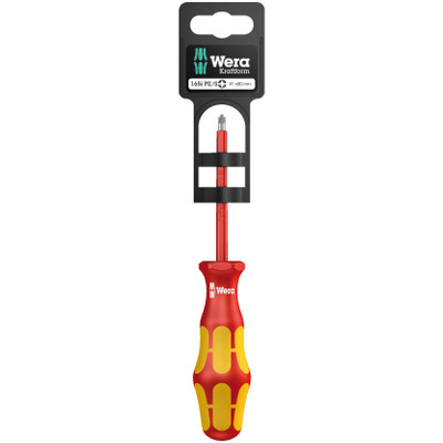 Wera 100021, 165 i PZ/S SB VDE Insulated screwdriver for PlusMinus screws (Pozidriv/slotted), # 1 x 80 mm