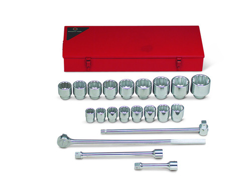 Wright tool 821, 1" Dr 21 Piece Metal Boxed Set - 12 Point Standard Sockets, 1-7/16" - 3-1/8", Ratchet, Sliding T, 8", 17" Extensions_main
