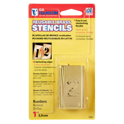 CH Hanson 10303, Stencil Set-Numbers 1" Brass 15Pcs. Carded_main