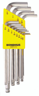 Bondhus 16936, Set 12 BriteGuard Plated Ball End L-Wrenches .050-5/16" Long_main