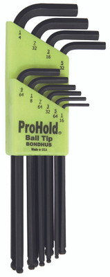 Bondhus 74938, Set 10 ProHold Ball End L-Wrenches 1/16-1/4"_main
