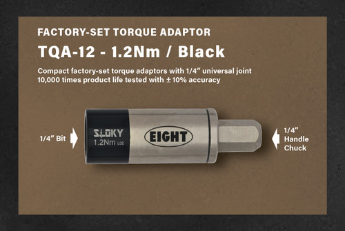 Eight Tool TQA-12, Factory-Set Torque Adaptor With 1/4" Joint- 1.2Nm / Black