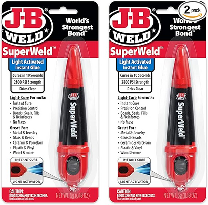 JB Weld 33301, SuperWeld Light Activated Glue, Applicator & Light - 5g_main