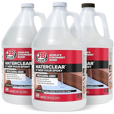 JB Weld 42384, WaterClear Pro Grade 2" Deep Pour Epoxy 3 Gallon Kit, Box Kit - (3) 128 oz Plastic Bottles/384 fl oz total_main