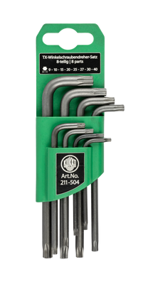 KUKKO 211-504, TX-Allen key set, key sizes 9, 10, 15, 20, 25, 27, 30, 40 in green clip_main