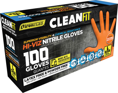 Ironclad M02064, Cleanfit 8Mil Orange (100 Pack), Sz L, 1 pair_second