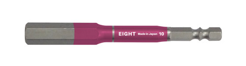 Eight Tool EA-610C 10mm x 100, Ex-Impact High Impact Hex Bit 6.35mm Shank 9mm Groove Color Coded - 10 X 100mm Oal Pink_main