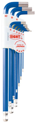 Eight Tool TLC-S9NBL,  Single Color Blue Taper Head Hex Key 9Pcs.  1.5-10mm Set_main