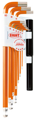 Eight Tool TLC-S9NPOR, Tlc-9Npor Single Color Orange Taper Head Hex Key 9Pcs.  1.5-10mm With 2 Pcs. Extension Pipe Set_main