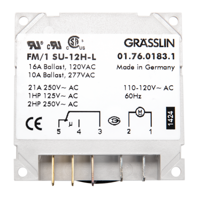 Intermatic FM1S12HU-120U, 12-Hour 120V Electromechanical Panel Mount Timer Control Module, 7.5 Minute Intervals, 21A, SPDT, without Clockface_main