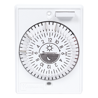 Intermatic E1020, 24-Hour Heavy-Duty Mechanical In-Wall Timer, 125VAC, 15 A, Removable Trippers, White_main