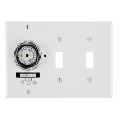Intermatic KM2ST-3G, 24-Hour Heavy-Duty Mechanical In-Wall Timer, Timer and Toggle Switch, 120 VAC, 20A, SPST, 3 Gang, White_main