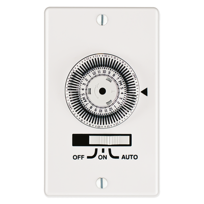 Intermatic KM2ST-1G, 24-Hour Heavy-Duty Mechanical In-Wall Timer, Timer Only, 120 VAC, 20A, 1 Gang, SPST, White_main