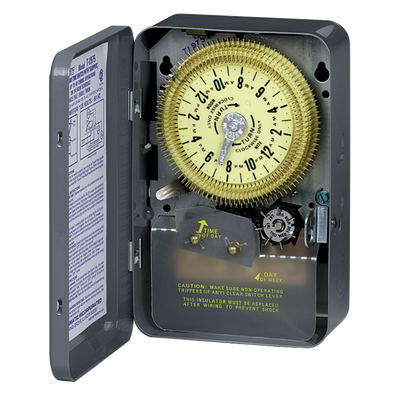 Intermatic T1976, 24-Hour Mechanical Time Switch with Skip-a-Day, 208-277 VAC, 60Hz, SPDT, Indoor Metal Enclosure, 15 Minute Interval_main