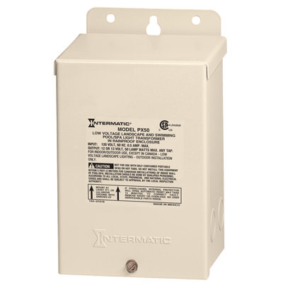 Intermatic PX50, 50W Pool & Spa Safety Transformer, Beige Steel Enclosure, Input 120V, Output 12,13,14 V_main