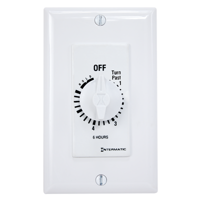 Intermatic FD6HHW, Spring Wound Countdown Timer, Decorator Style, 125-277 VAC, 50/60 Hz, SPST, 6 Hour Max, With Hold, White_main