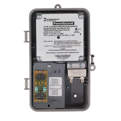 Intermatic IG1300-2T-1C3, Surge Protective Device, 2 Telephone Lines, 1 Coax Lines, 6-Mode, 120/240 VAC 1Ph, Type 2_main