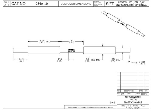 Starrett 234A-10, End Measuring Rod
