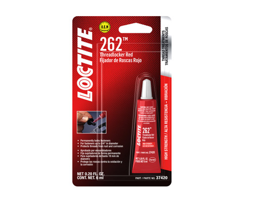 Loctite 262, Red Medium to High Strength Threadlocker, 6 ml Bottle, 37420