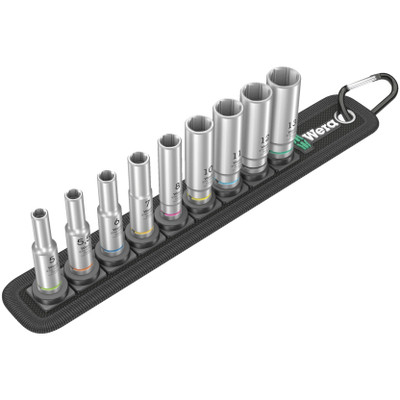 Wera 004525, Belt A Deep 1 socket set, 1/4" drive, 9 pieces