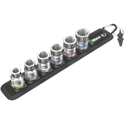 Wera 003995, Belt C 1 Zyklop socket set with holding function, 1/2" drive, 7 pieces