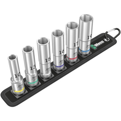 Wera 004565, Belt C Deep 1 socket set, 1/2" drive, 6 pieces