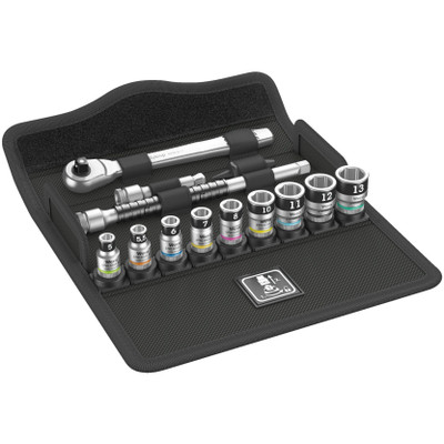 Wera 003756, 8100 SA 12 HF Zyklop Metal Ratchet Set with switch lever, 1/4" drive, metric, 13 pieces