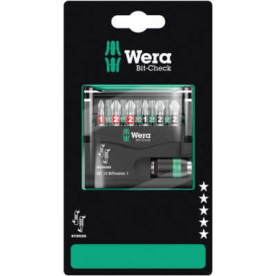 Wera 136385, Bit-Check 12 BiTorsion 1 SB, 12 pieces