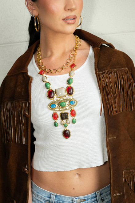 Retro geometric gemstone necklace

THIS NECKLACE IS NOT WATERPROOF

Made with brass