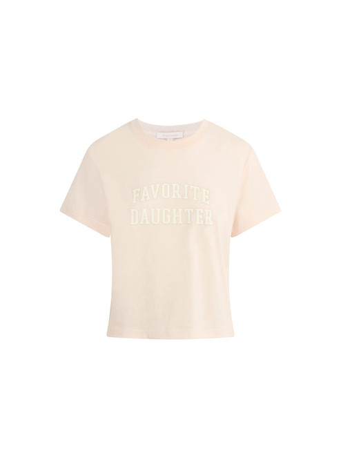 Show off your unique style with the Favorite Daughter Cropped Collegiate Tee. This trendy, cropped fit pairs perfectly with high-waisted jeans or skirts, offering a casual yet fashionable look. Made from soft, breathable fabric, it ensures comfort throughout the day while its collegiate-inspired design adds a touch of timeless charm. Ideal for those who want to stay cool and confident, this tee effortlessly balances style and ease for every occasion.