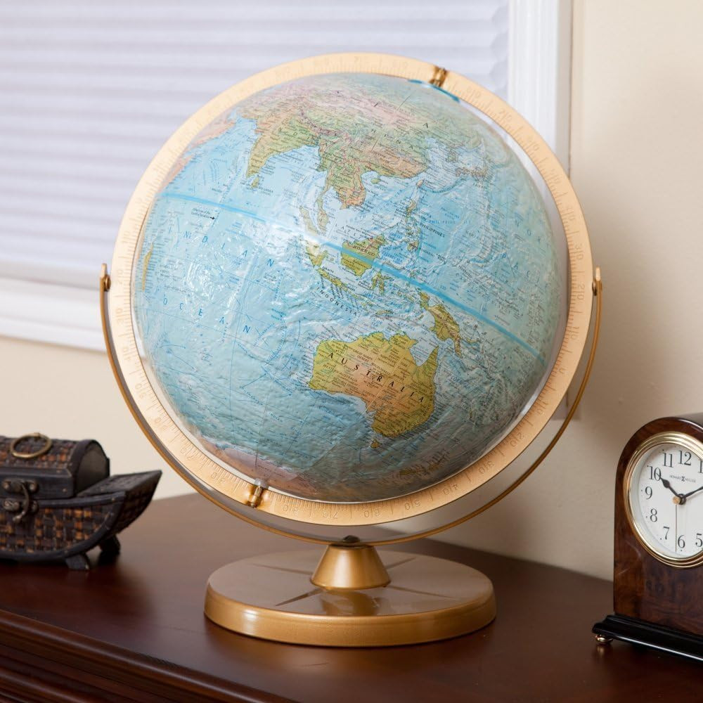 Atlantis 12 Inch Blue Raised Relief Gyro-Matic Desk Globe