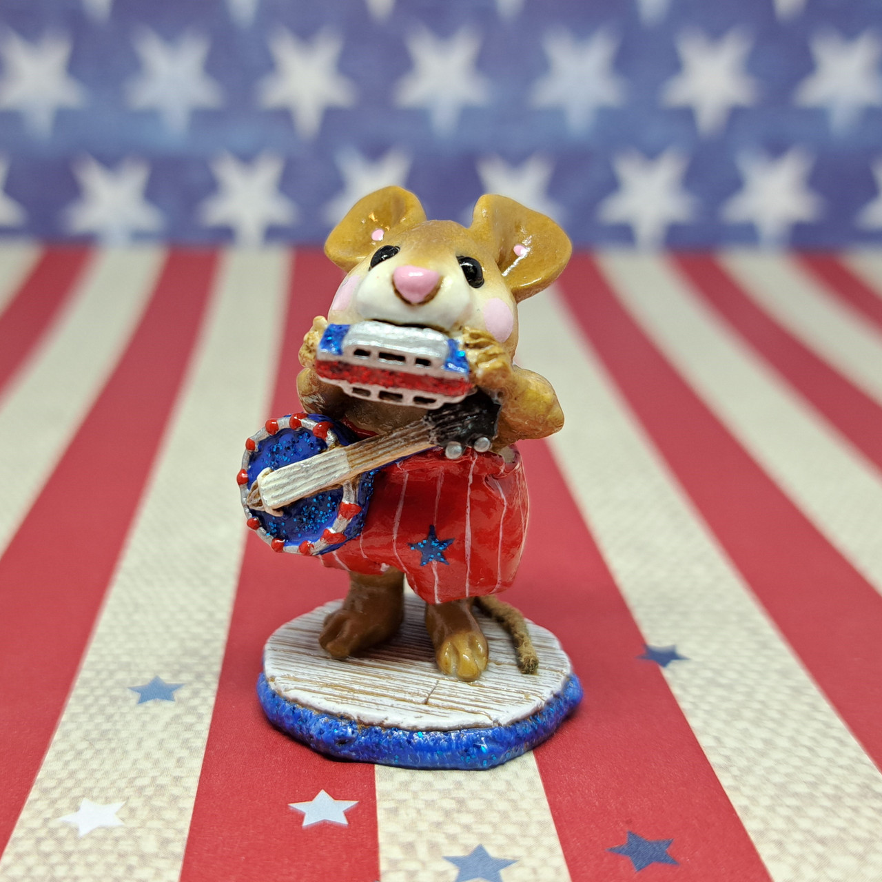 Wee Forest Folk Miniatures M-196a - One Mouse Band (Red, White, & Blue)