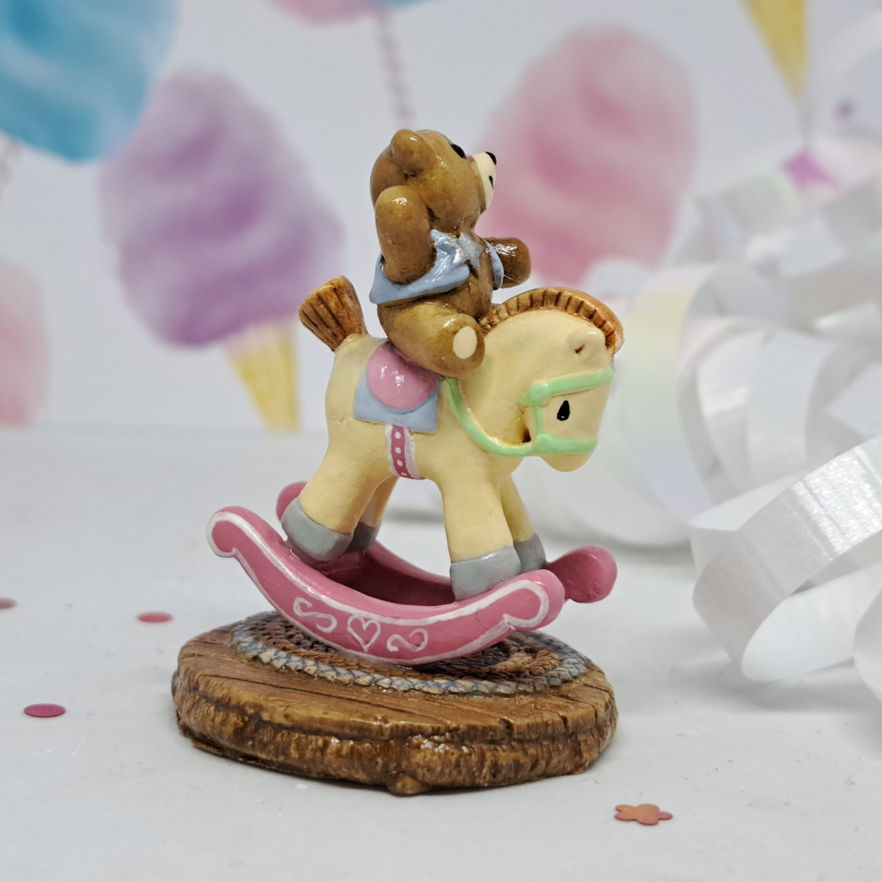 Wee Forest Folk Miniatures T-06 - Ride 'em Teddy (Pastel) - Endeavour Toys