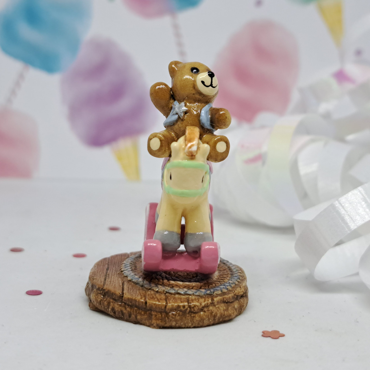 Wee Forest Folk Miniatures T-06 - Ride 'em Teddy (Pastel) - Endeavour Toys