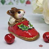 Wee Forest Folk Miniatures M-166 - Chris-Mouse Slipper (Red) 