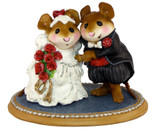 Wee Forest Folk Miniatures M-200 - The Wedding Pair in White and Black with Red Flowers