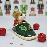 Wee Forest Folk Miniatures M-166 - Chris-Mouse Slipper (Green)