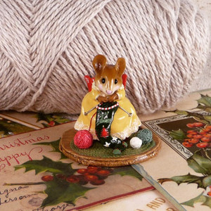 Wee Forest Folk Miniatures M-286 - Knittin' Pretty (Yellow)