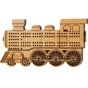 Wooden Train Engine Cribbage Board by Maple Landmark 50525