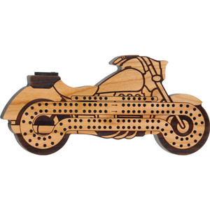 Wooden Motorcycle Cribbage Board by Maple Landmark 50535 Wooden Motorcycle Cribbage Board by Maple Landmark 50535