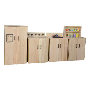 Heritage Solid Maple Play Kitchen Set with Four Appliances