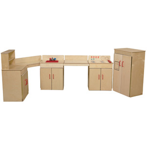 Classic Play Kitchen, Set of Four Appliances with Counters and Red Sink and Knobs  Classic Play Kitchen, Set of Four Appliances with Counters and Red Sink and Knobs