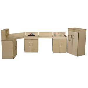 Classic Play Kitchen, Set of Four Appliances with Counters and Brown Sink and Knobs Classic Play Kitchen, Set of Four Appliances with Counters and Brown Sink and Knobs