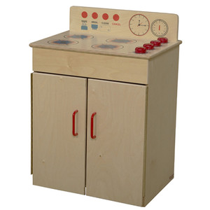 Classic Wooden Play Stove with Red Handles and Knobs Classic Wooden Play Stove with Red Handles and Knobs
