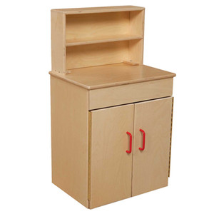 Classic Wooden Play Kitchen Deluxe Hutch with Red Handles Classic Wooden Play Kitchen Deluxe Hutch with Red Handles