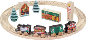 NameTrain North Pole Village Railway Train Set By Maple Landmark (MAP-11232)