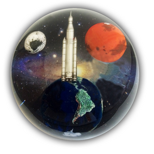 Andromedome Paperweight - 4 Inch Diameter, SLS Orion with Earth, Moon & Mars Andromedome Paperweight - 4 Inch Diameter, SLS Orion with Earth, Moon & Mars