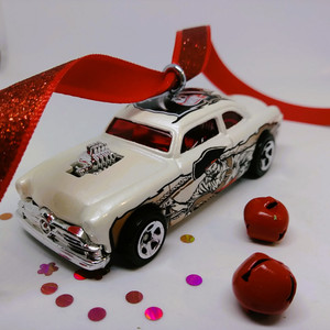 1949 Ford Shoebox Die Cast Car Ornament with Pirate Graphics 1949 Ford Shoebox Die Cast Car Ornament with Pirate Graphics