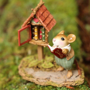 Wee Forest Folk Miniatures M-741b - Little Library (Green)