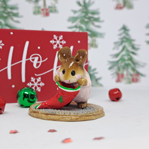 Wee Forest Folk Miniatures M-142 - Chris-Mouse Stocking (Pink/Red) 